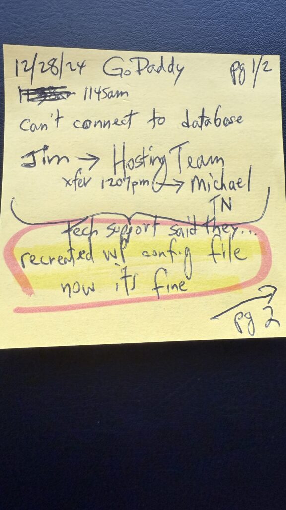 post it note with handwritten notes
