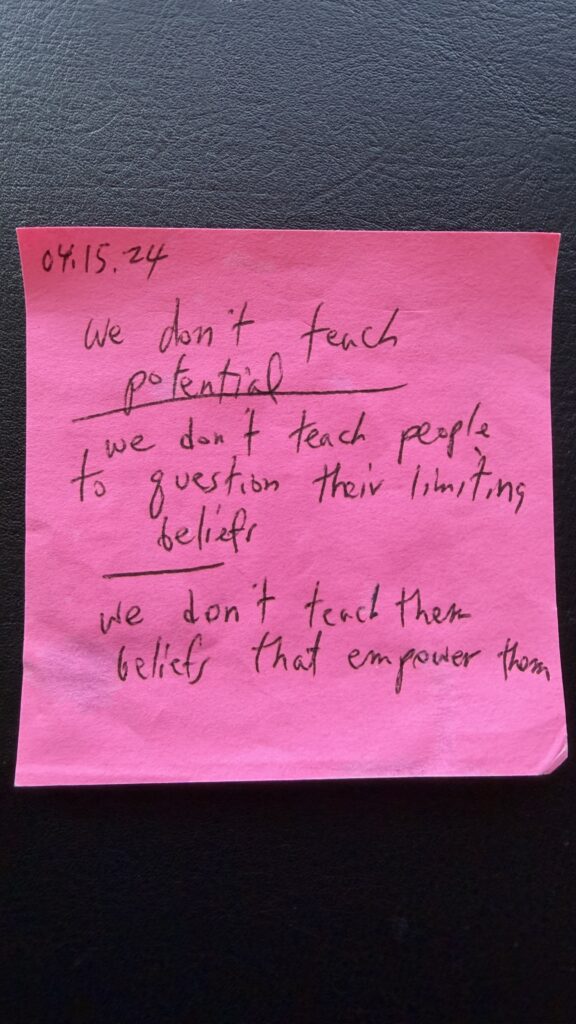 pink post it note with 3 handwritten notes