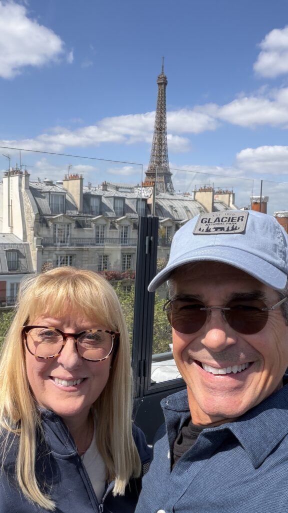Senior couple on Paris rooftop