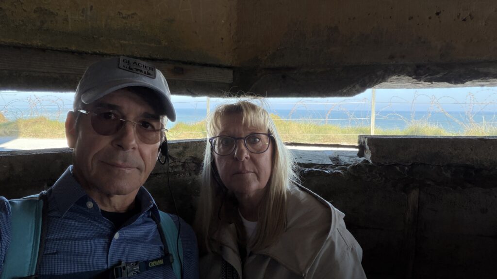 Senior couple in a Germany WWII Normandy bunker