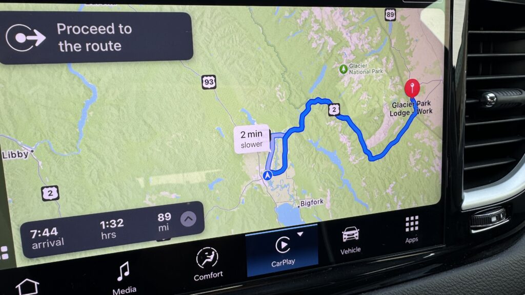 Map directions display in car