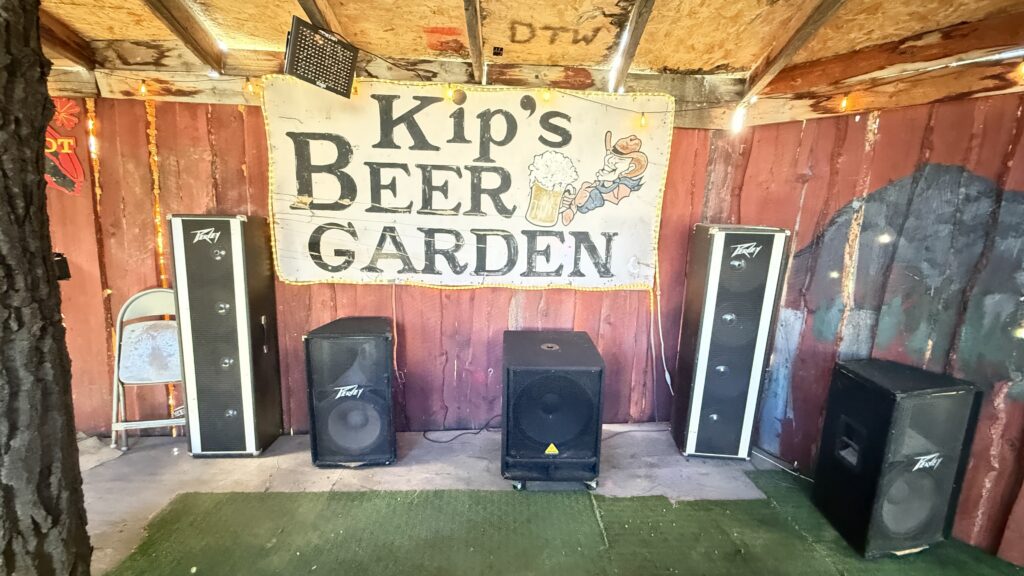 Small rustic country stage for a band